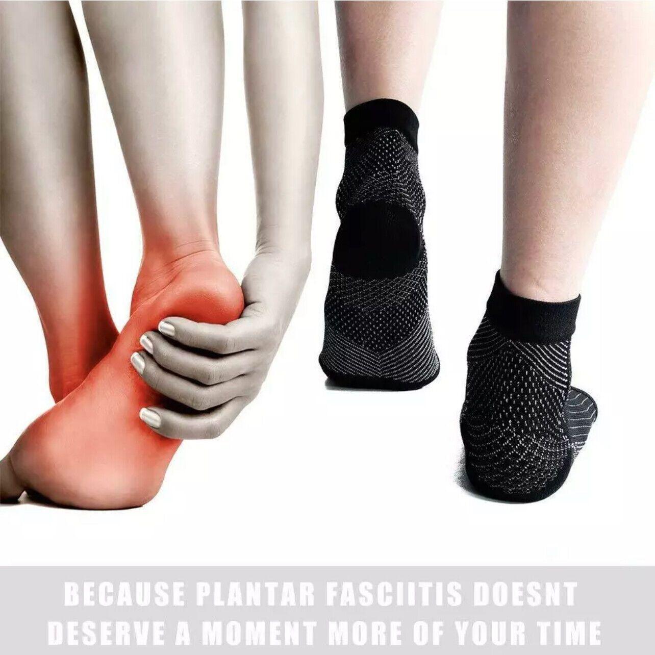 Foot Sleeve Plantar Fasciitis Compression Socks Achy Swelling Heel Ankle Black&Orange