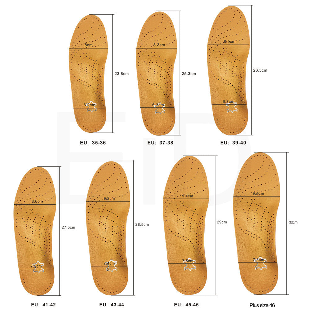 Leather foot arch correction insoles
