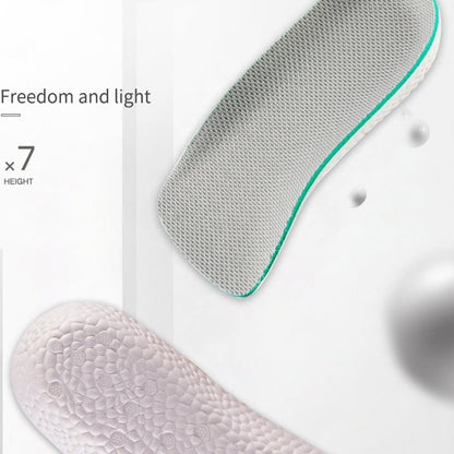 Gray insole with green accent labeled 'Popcorn three point pad' on a white background