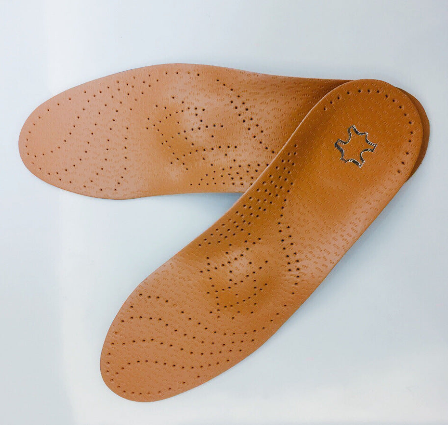 Leather foot arch correction insoles
