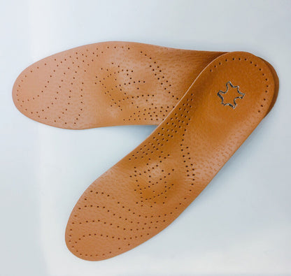 Leather foot arch correction insoles