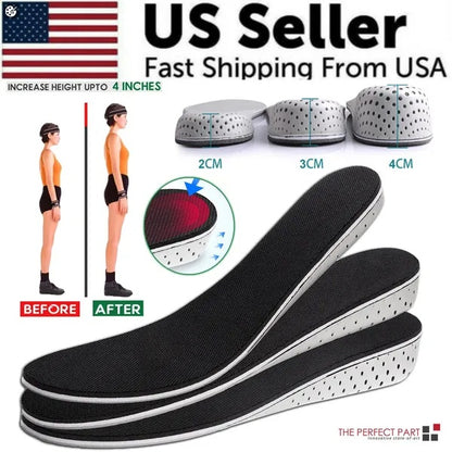 [US Ready] Men Women Invisible Height Increase Insoles Heel Lift Taller Shoe Inserts Pad