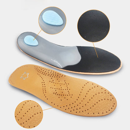 Leather foot arch correction insoles