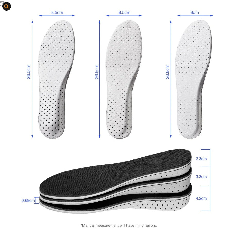 [US Ready] Men Women Invisible Height Increase Insoles Heel Lift Taller Shoe Inserts Pad