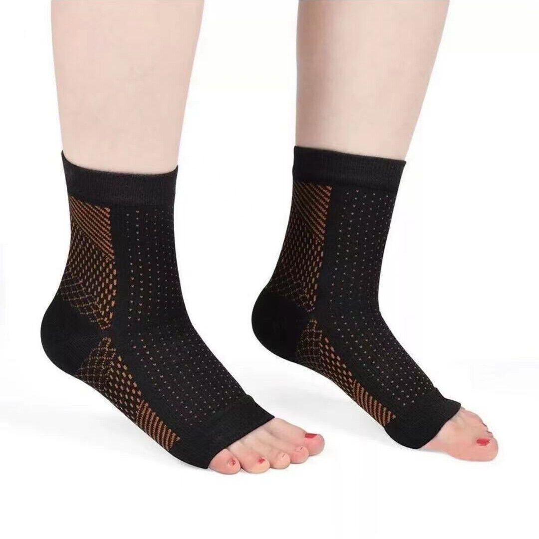 Foot Sleeve Plantar Fasciitis Compression Socks Achy Swelling Heel Ankle Black&Orange
