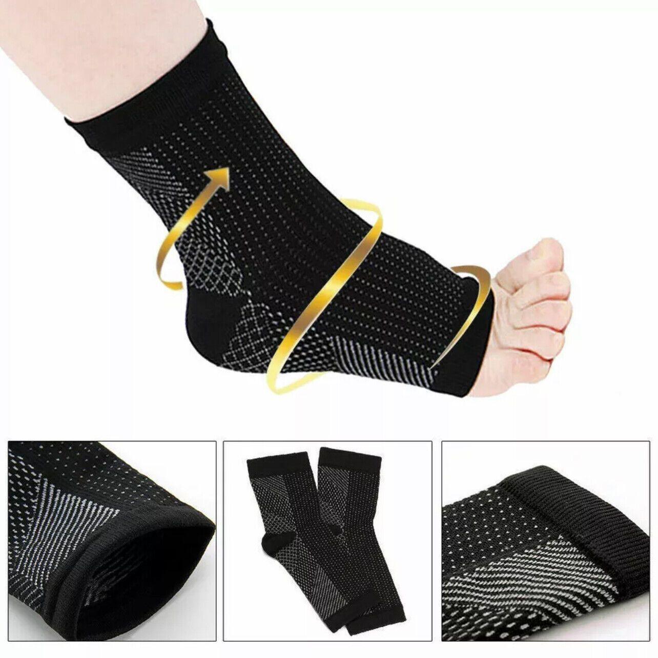 Foot Sleeve Plantar Fasciitis Compression Socks Achy Swelling Heel Ankle Black&Orange