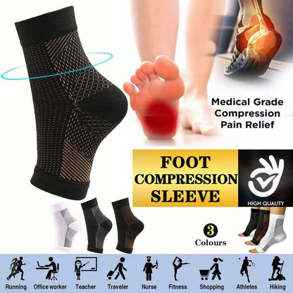 Foot Sleeve Plantar Fasciitis Compression Socks Achy Swelling Heel Ankle Black&Orange